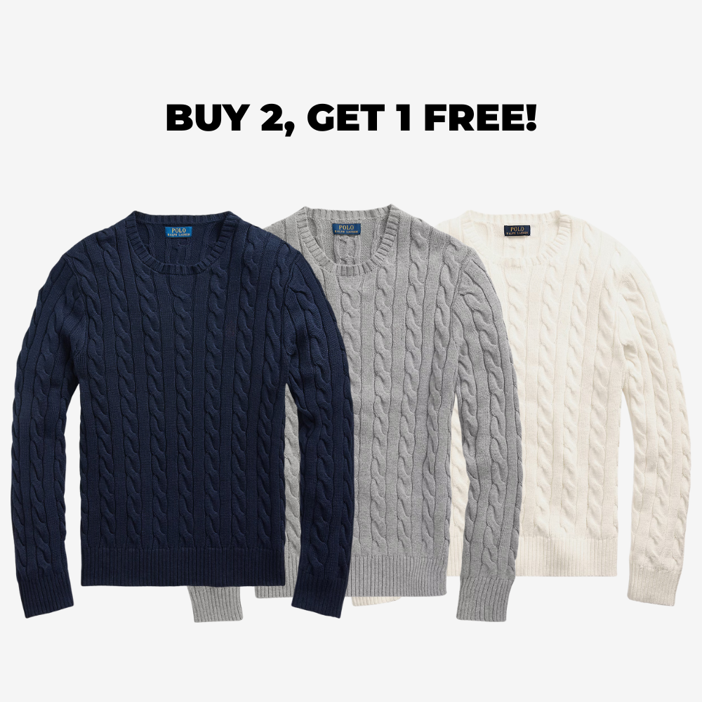 Regent Cable-Knit Cotton Jumper - Buy 2, Get 3 - Christmas Sale