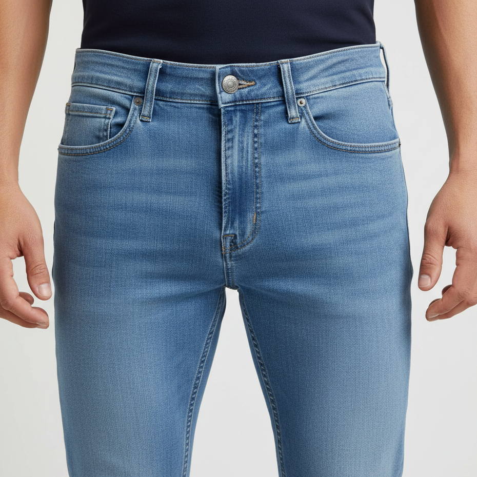 SLIM FIT DENIM TROUSERS