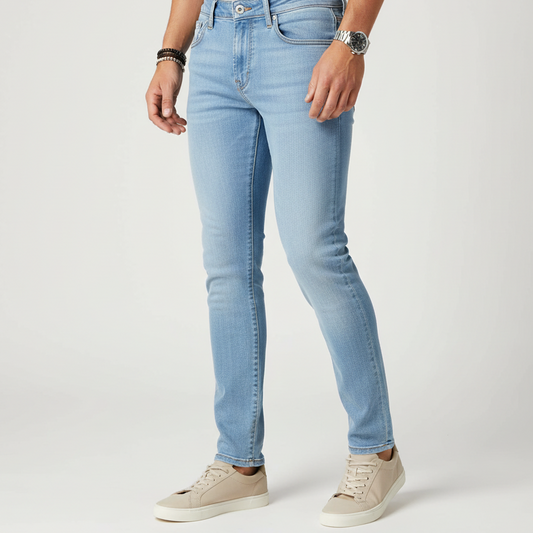 SLIM FIT DENIM TROUSERS