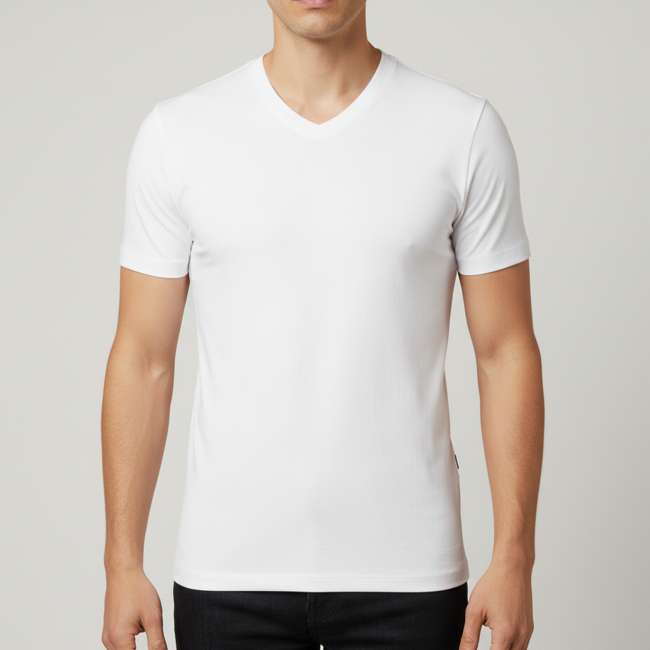 EGYPTIAN COTTON V-NECK TEE
